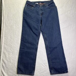 Carhartt Jeans Women's 10/30 Red Flannel Lined Relaxed Fit Medium Wash Work Wear